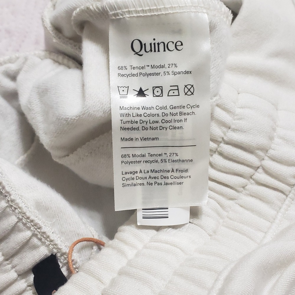 NWT Quince SuperSoft Fleece Wide Leg Pant Off-White Womens Large Pockets - Picture 5 of 11